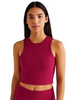 MINKPINK Fuschia Fitted Knit Cropped Tank